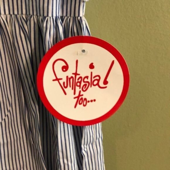 Funtasia! too Sailor Button Down Dress with Blue & White Stripes and Cuffed Slee - Picture 4 of 5